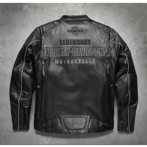 Harley Davidson Men's Votary black and Gray 100% Real Leather Motorcycle Jacket - Picture 2 of 4